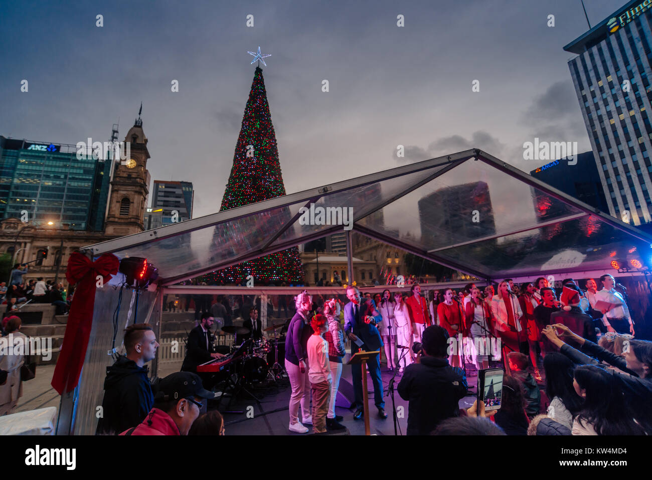 Lighting of the Christmas Tree in Victoria Square, Adelaide, Australia