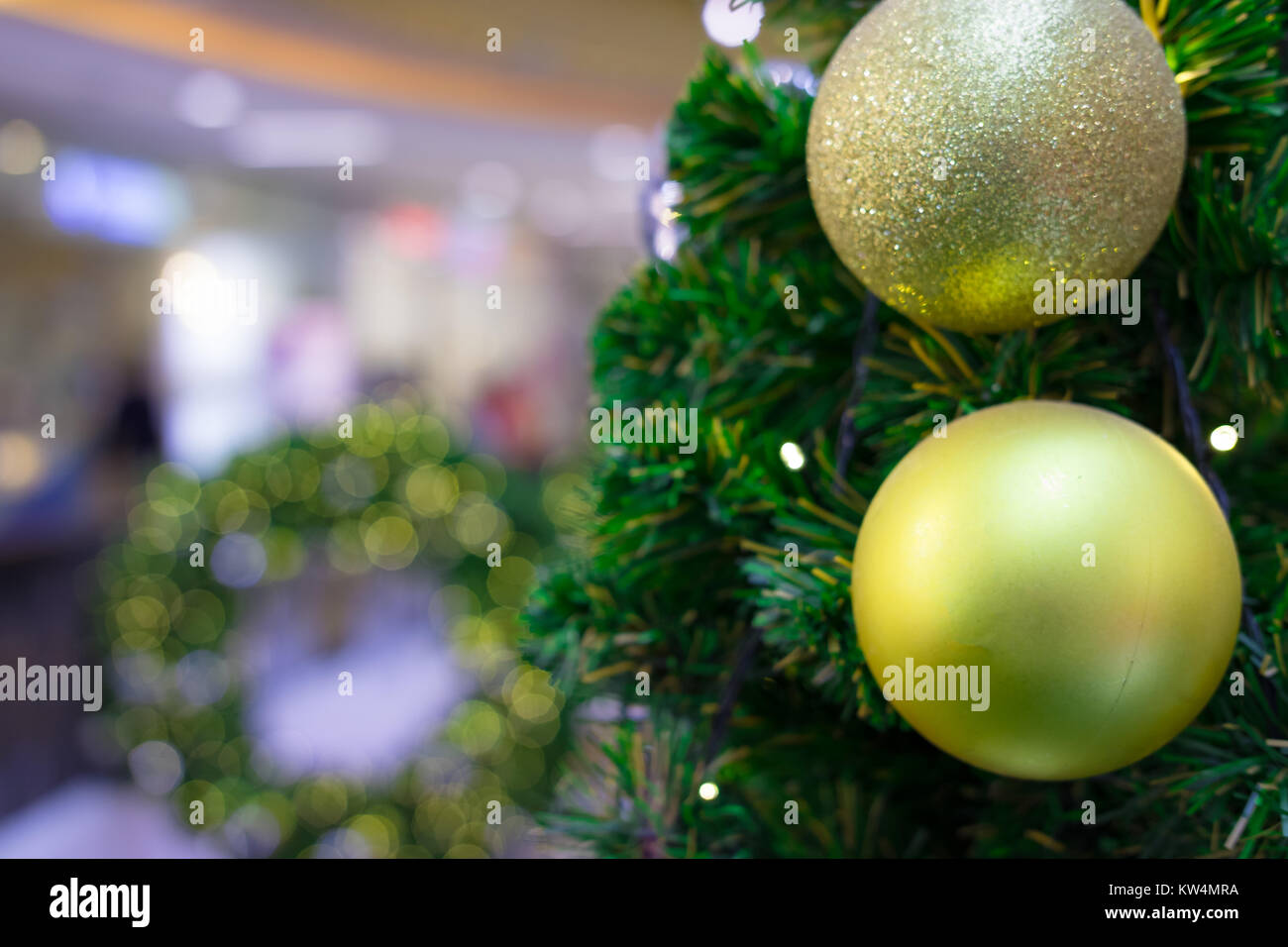 beautiful Blurred Christmas tree and festive bokeh lighting, blurred ...