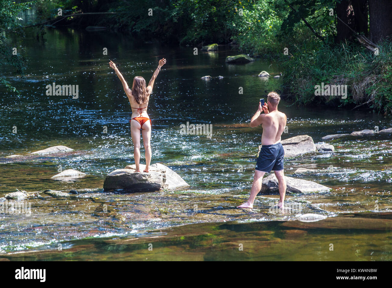 Summer nude woman, nude girl in nature Snapshot Dyje River, Czech Republic,  Czech Man taking a picture of a pretty young girl Stock Photo - Alamy