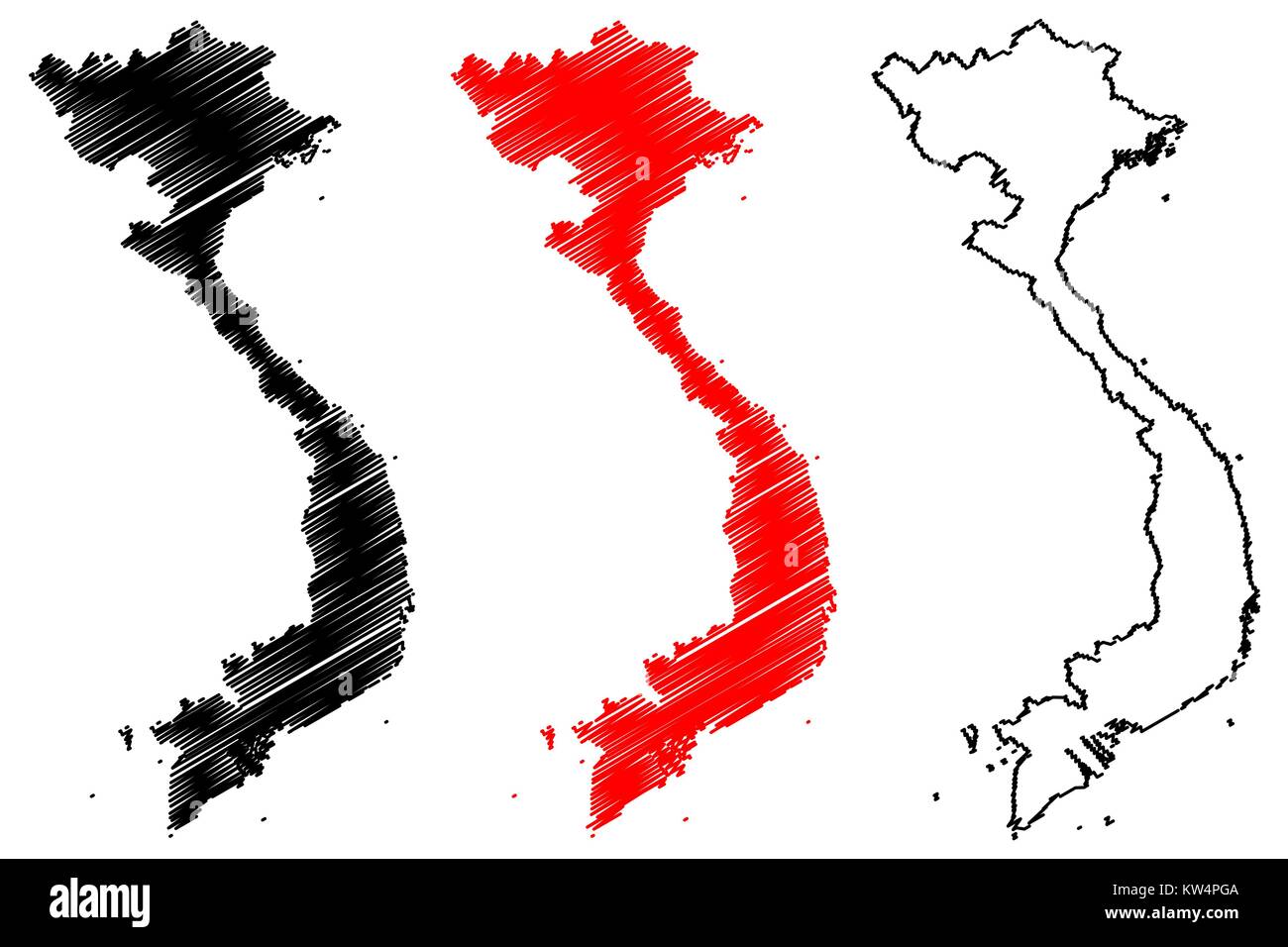 Vietnam map vector illustration, scribble sketch Socialist Republic of ...