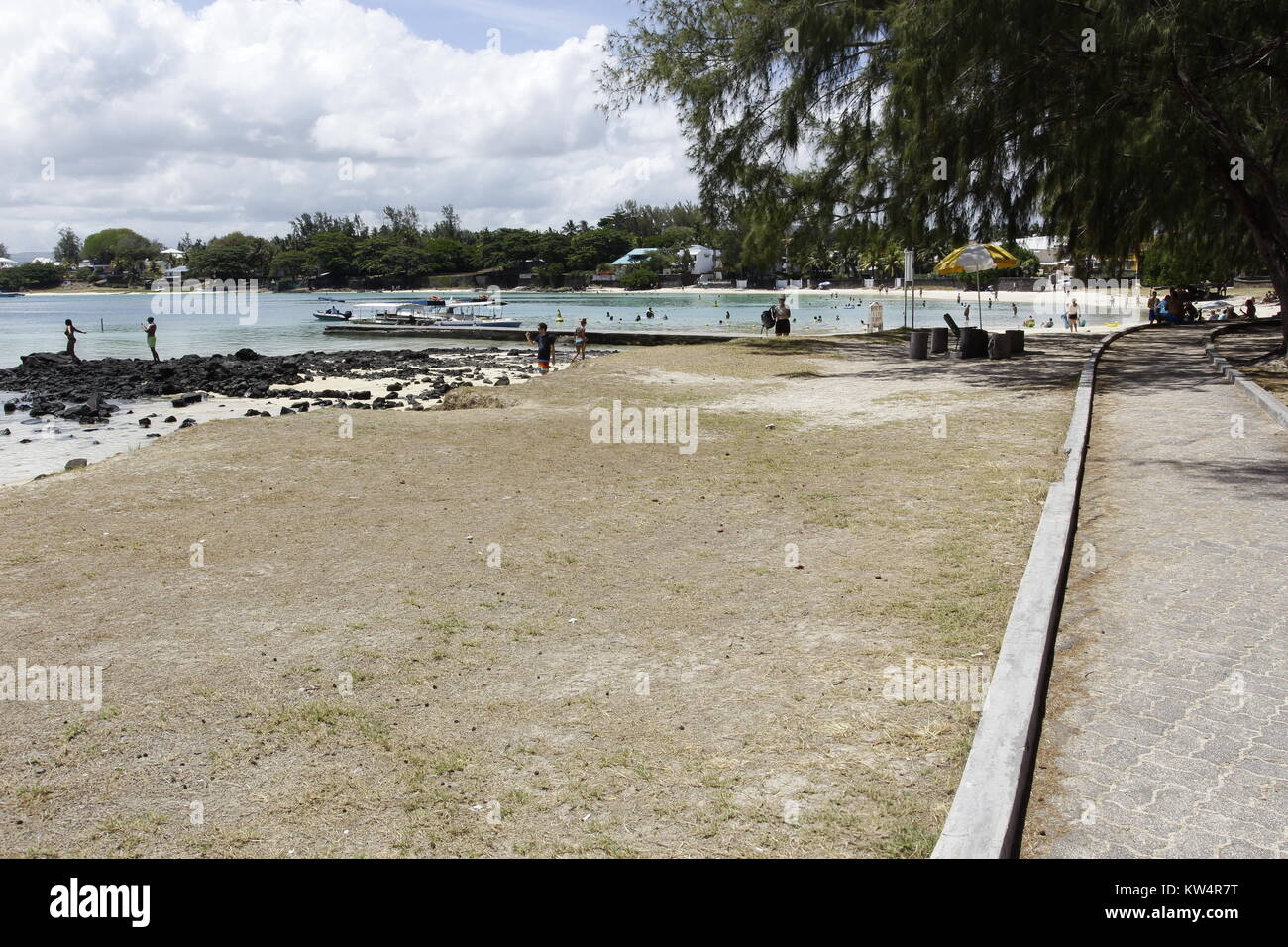 Blue Bay Beach is located in the village of Blue Bay, in the southeast part of Mauritius. Stock Photo