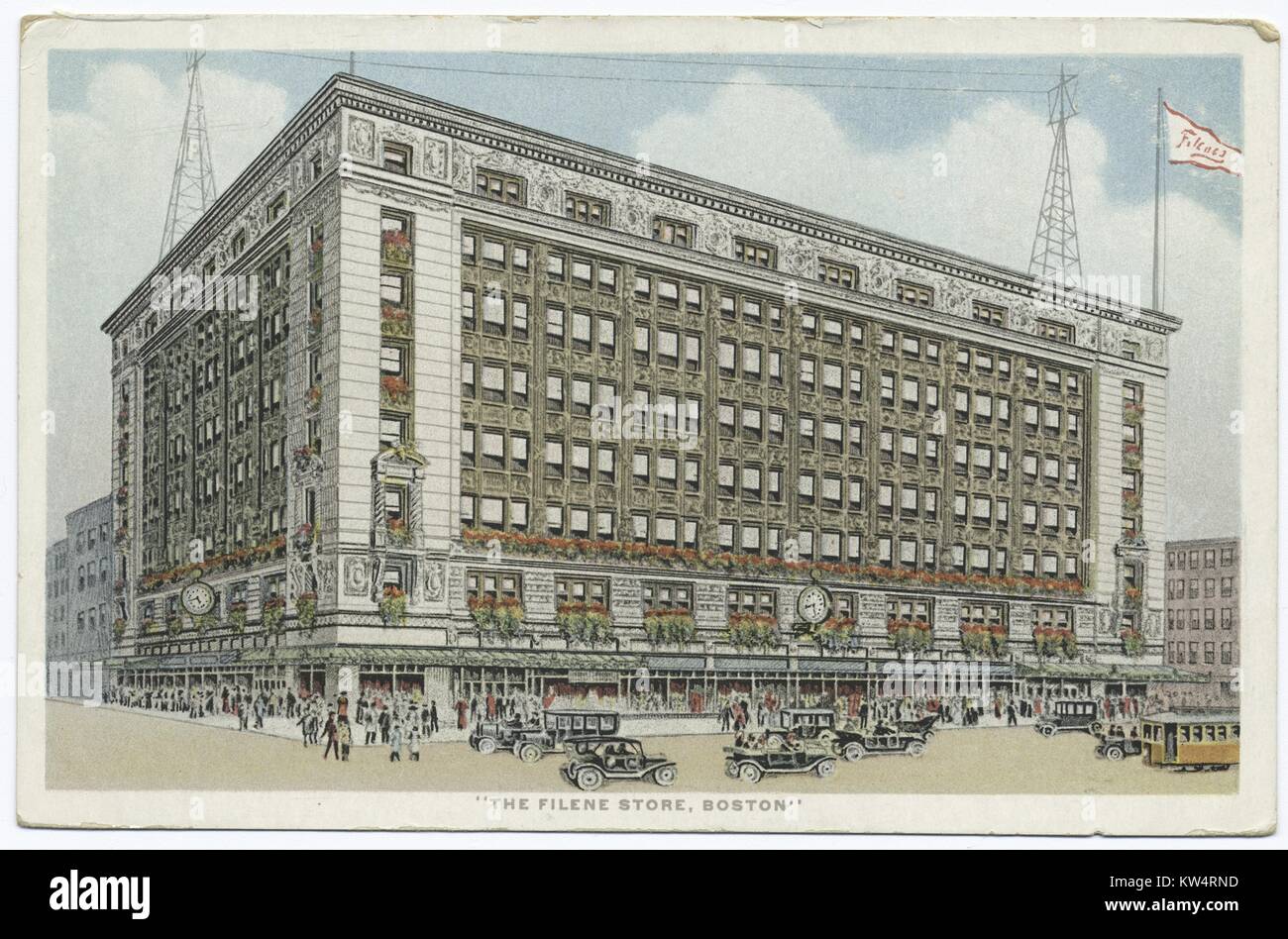 Filense Boston Filene store ornate exterior with traffic, Boston, Massachusetts, USA ...