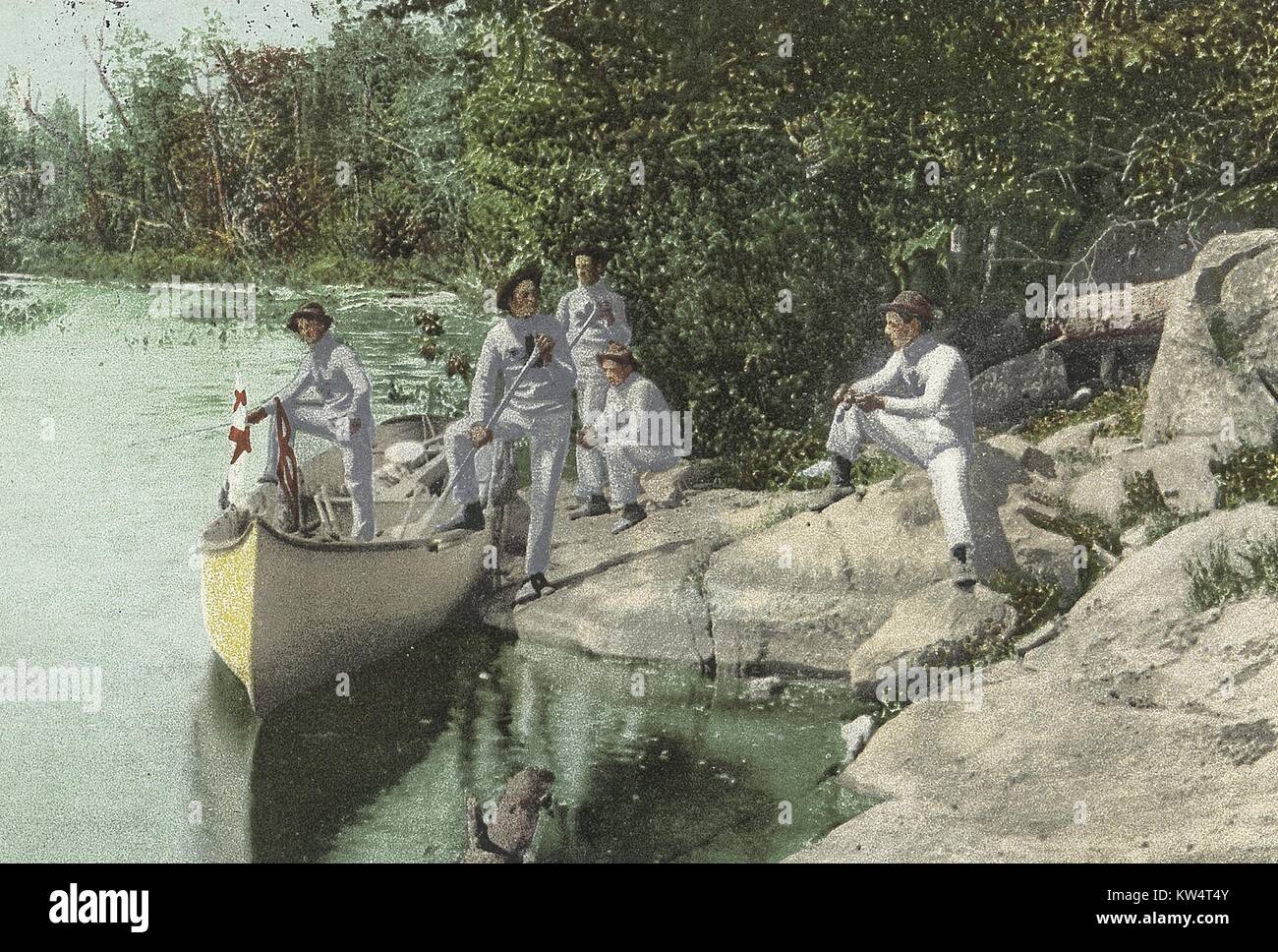Postcard canoe party Lake Rosseau Muskoka Canada @1900 Postcard canoe party Lake Rosseau Muskoka Canada @1900