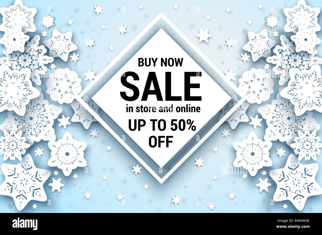 White Snowflakes sale banner Stock Vector