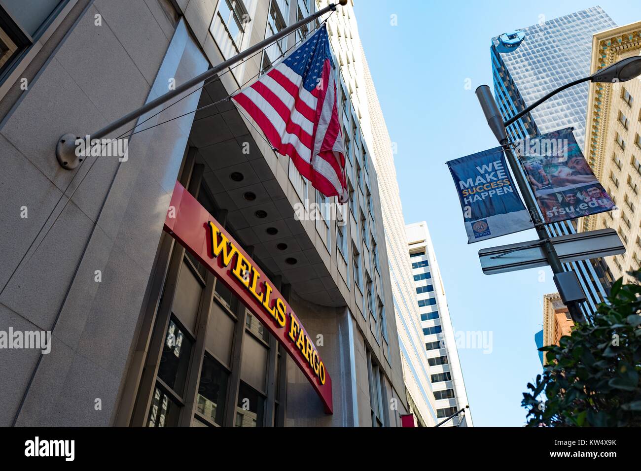 Signage With Logo American Flag And Unrelated Banner Reading We
