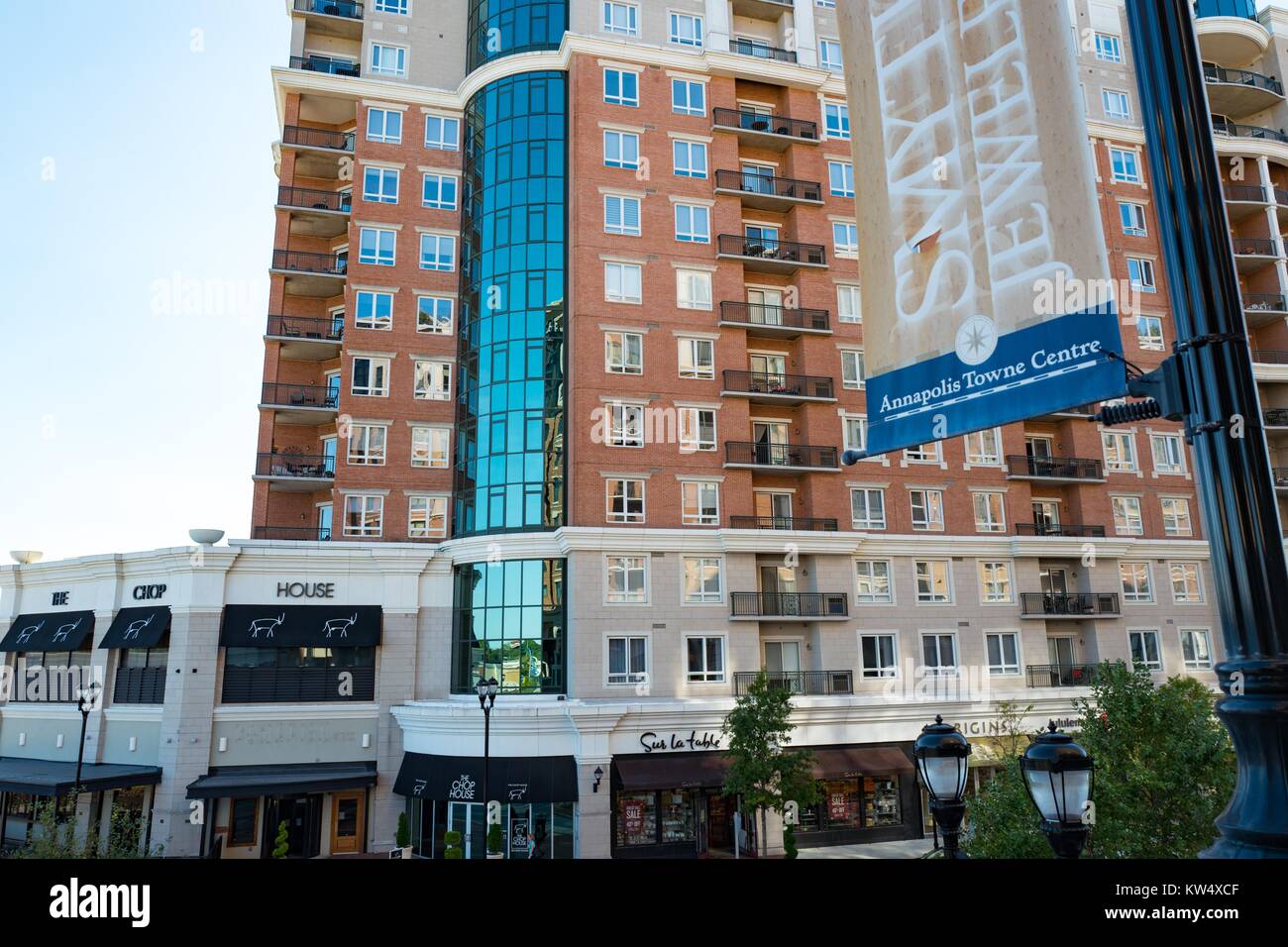 Apartment buildings and retail stores at the Annapolis Towne Center