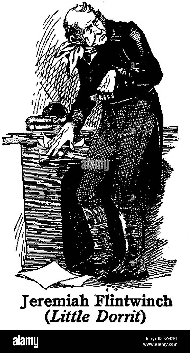 Charles Dickens  1812 to 1870 -Charles  Dickens 1812 to 1870 - Dickens characters -1930's illustration - Jeremiah Flintwinch from 'Little Dorrit' Stock Photo
