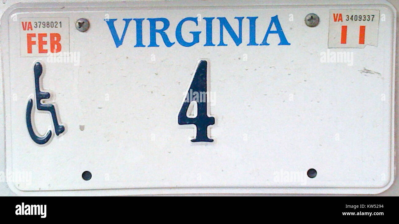 Virginia disabled person license plate Stock Photo Alamy