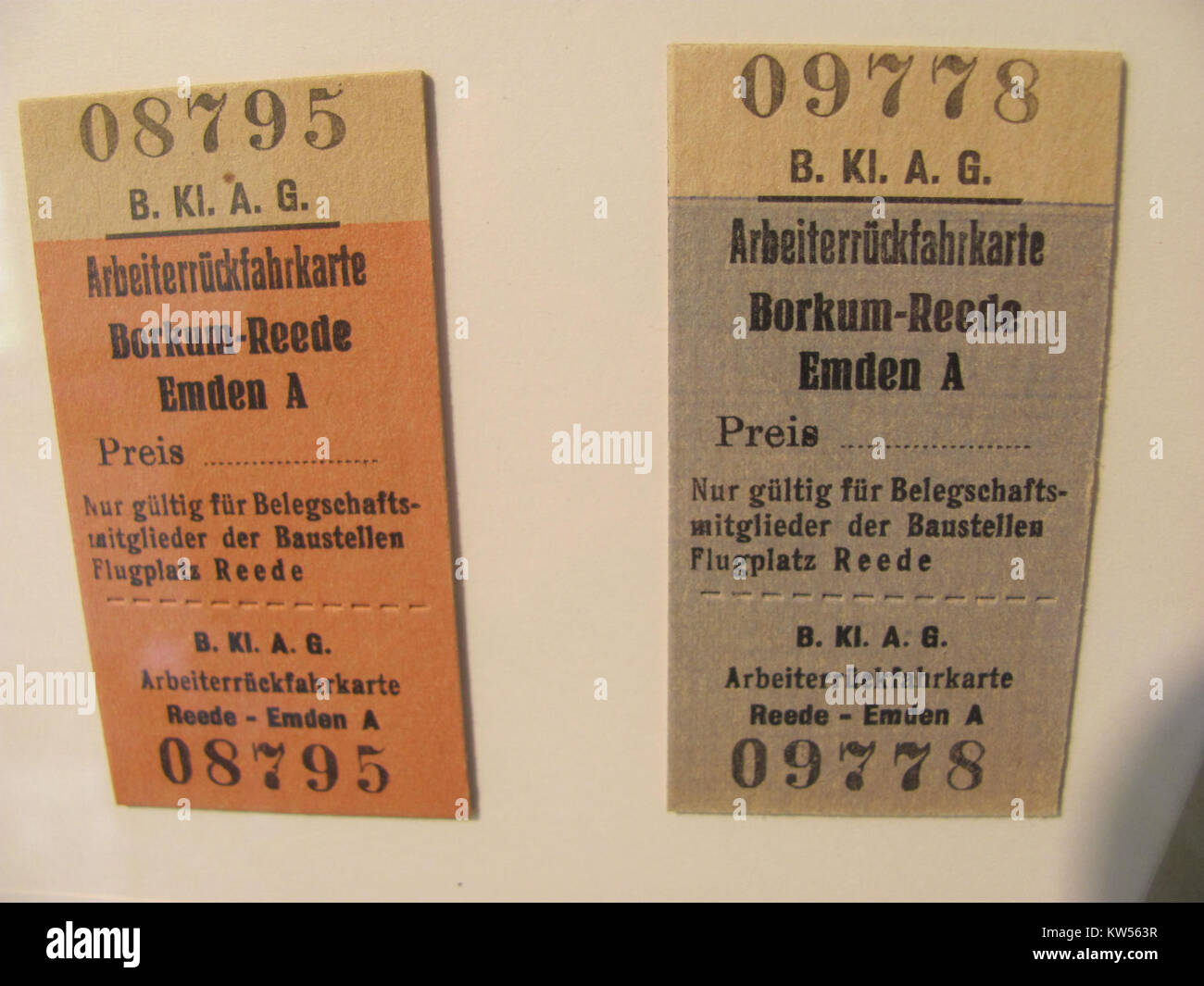BKB historische Fahrkarten Stock Photo