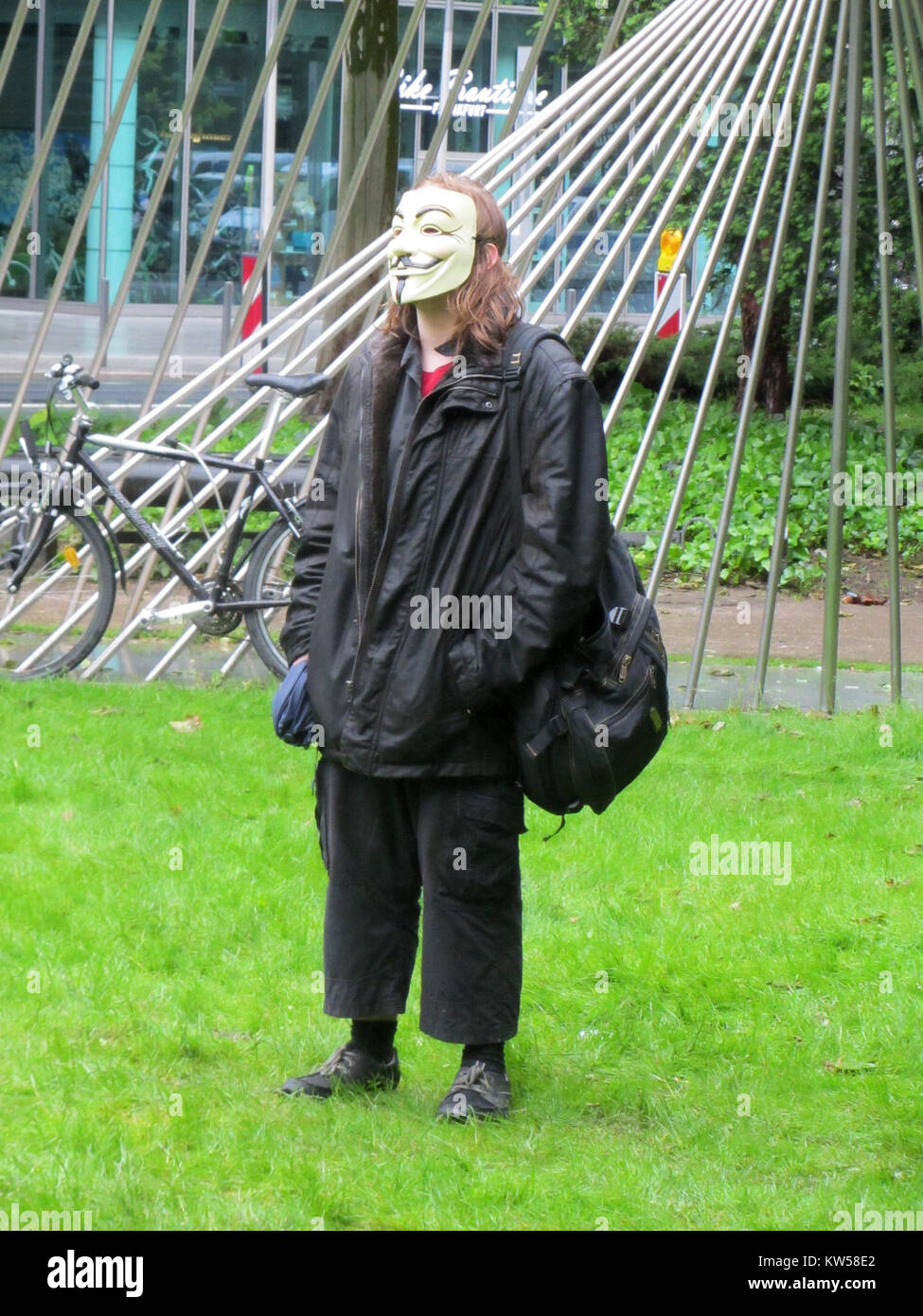 Blockupy 2013 Demonstrant Guy Fawkes Stock Photo