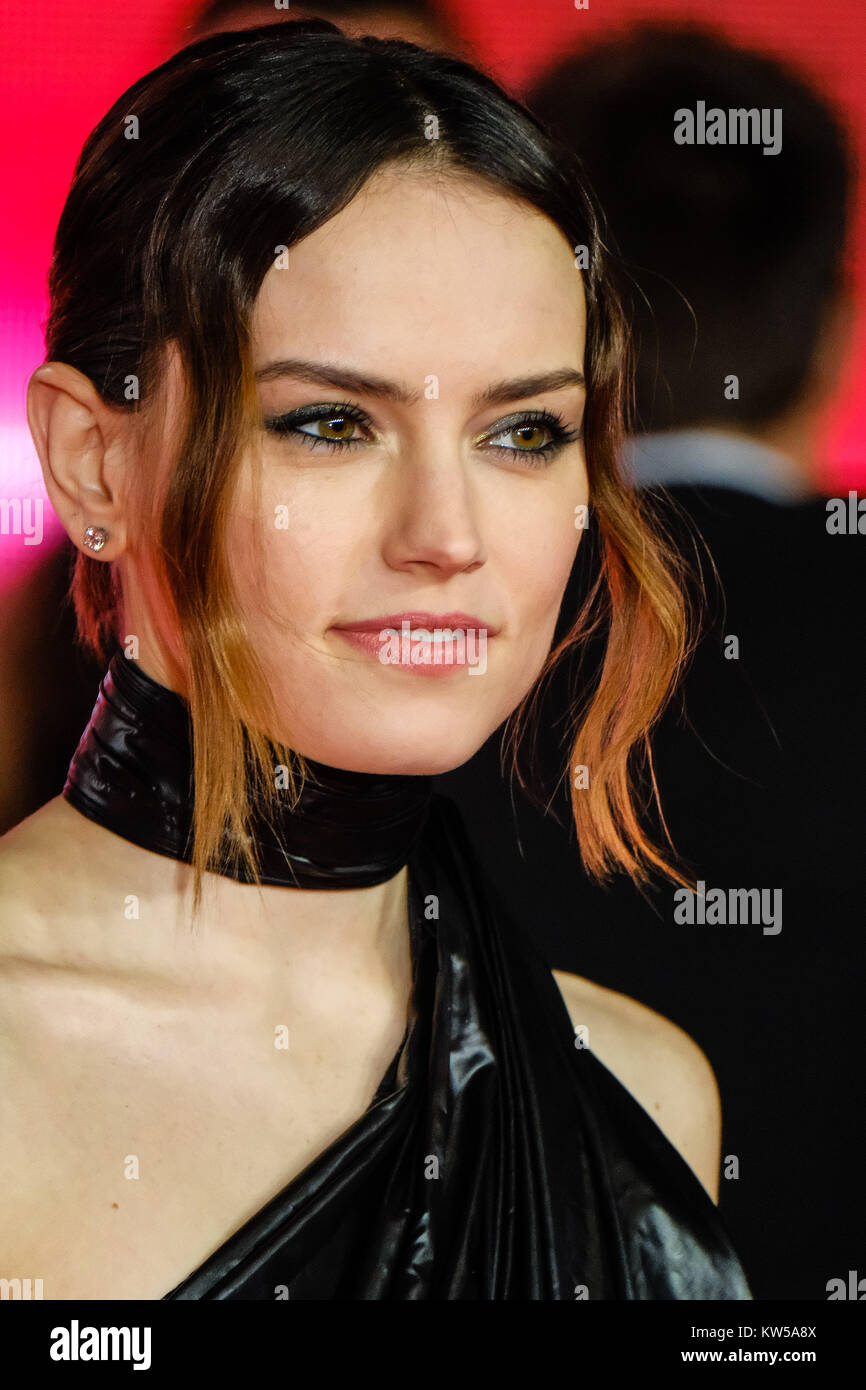 Daisy Ridley attends the European Premiere of Star Wars - The Last Jedi at The Royal Albert Hall on Tuesday December 12, 2017. Pictured: Daisy Ridley. Stock Photo