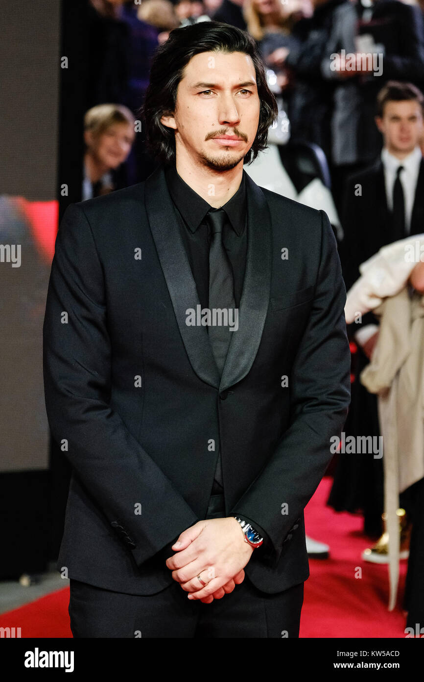 Adam Driver attends the European Premiere of Star Wars - The Last Jedi at The Royal Albert Hall on Tuesday December 12, 2017. Pictured: Adam Driver. Stock Photo