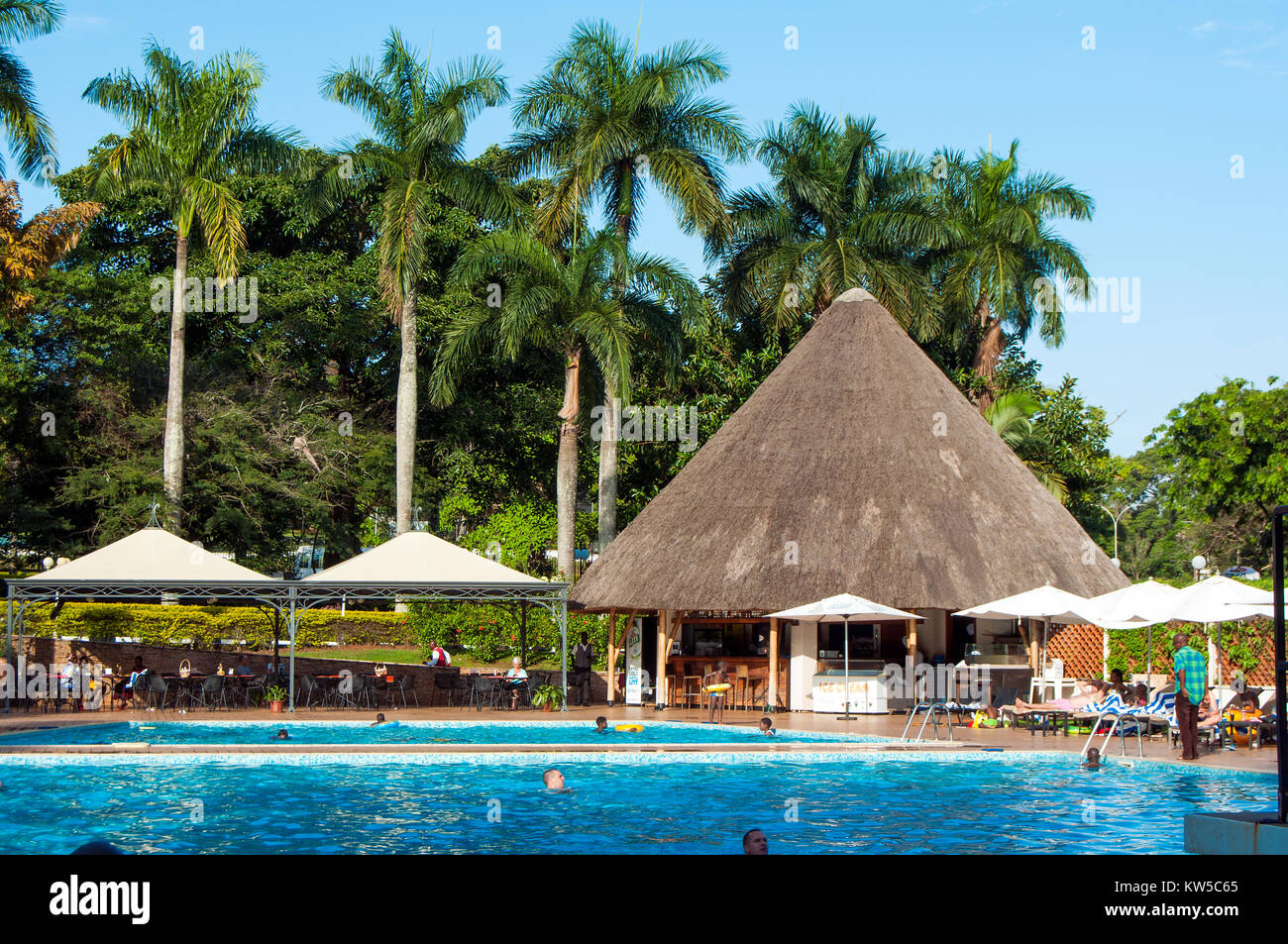 Swimming pool, Lake Victoria Hotel, Entebbe, Wakiso, Uganda Stock Photo