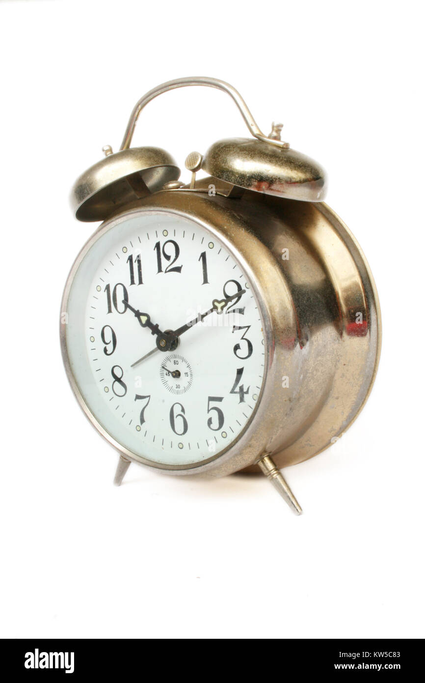 Rustic vintage desk alarm clock Stock Photo Alamy