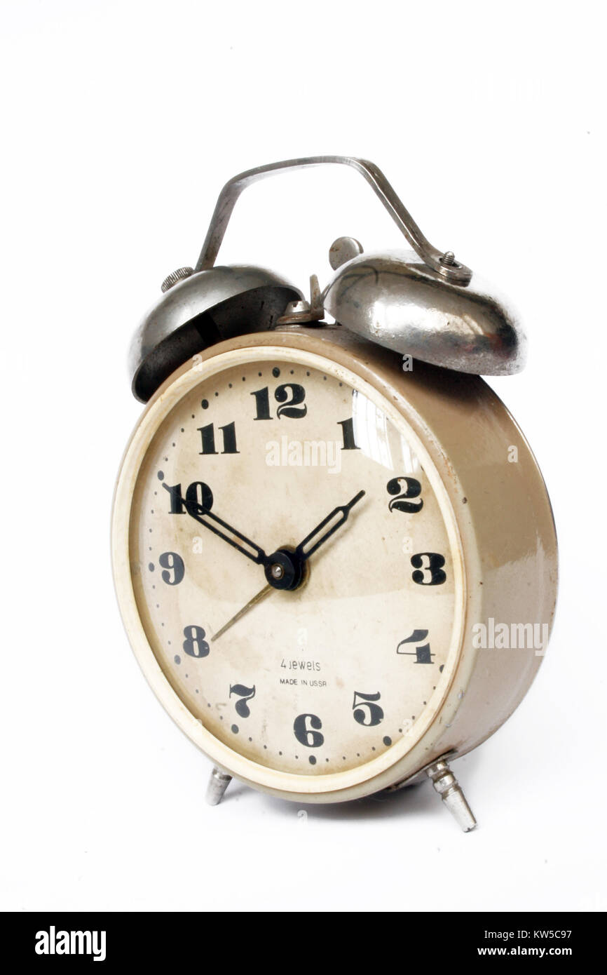 Rustic vintage desk alarm clock Stock Photo Alamy