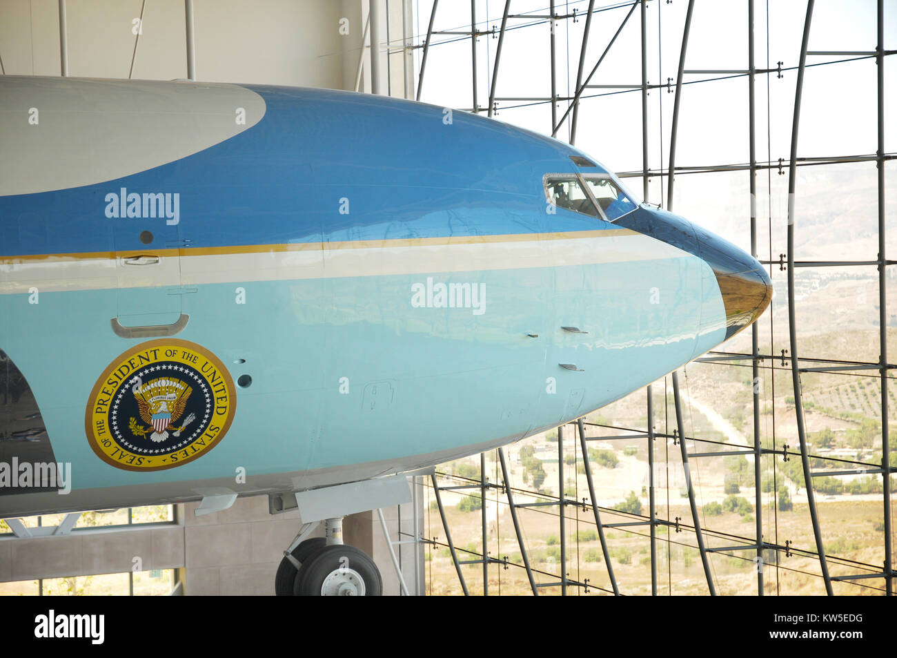 SIMI VALLEY, CA - July 24, 2010: Air Force One on display at the Reagan Presidential Library in Simi Valley. The aircraft are part of a continuing eve Stock Photo