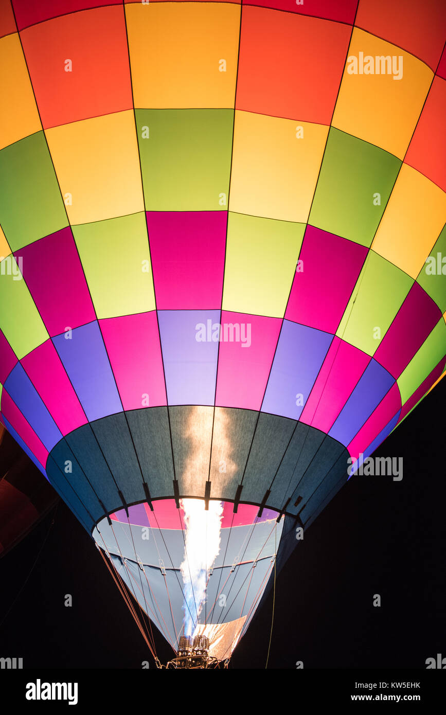 Colorful Hot Air Balloons Taking of at Festival Stock Photo