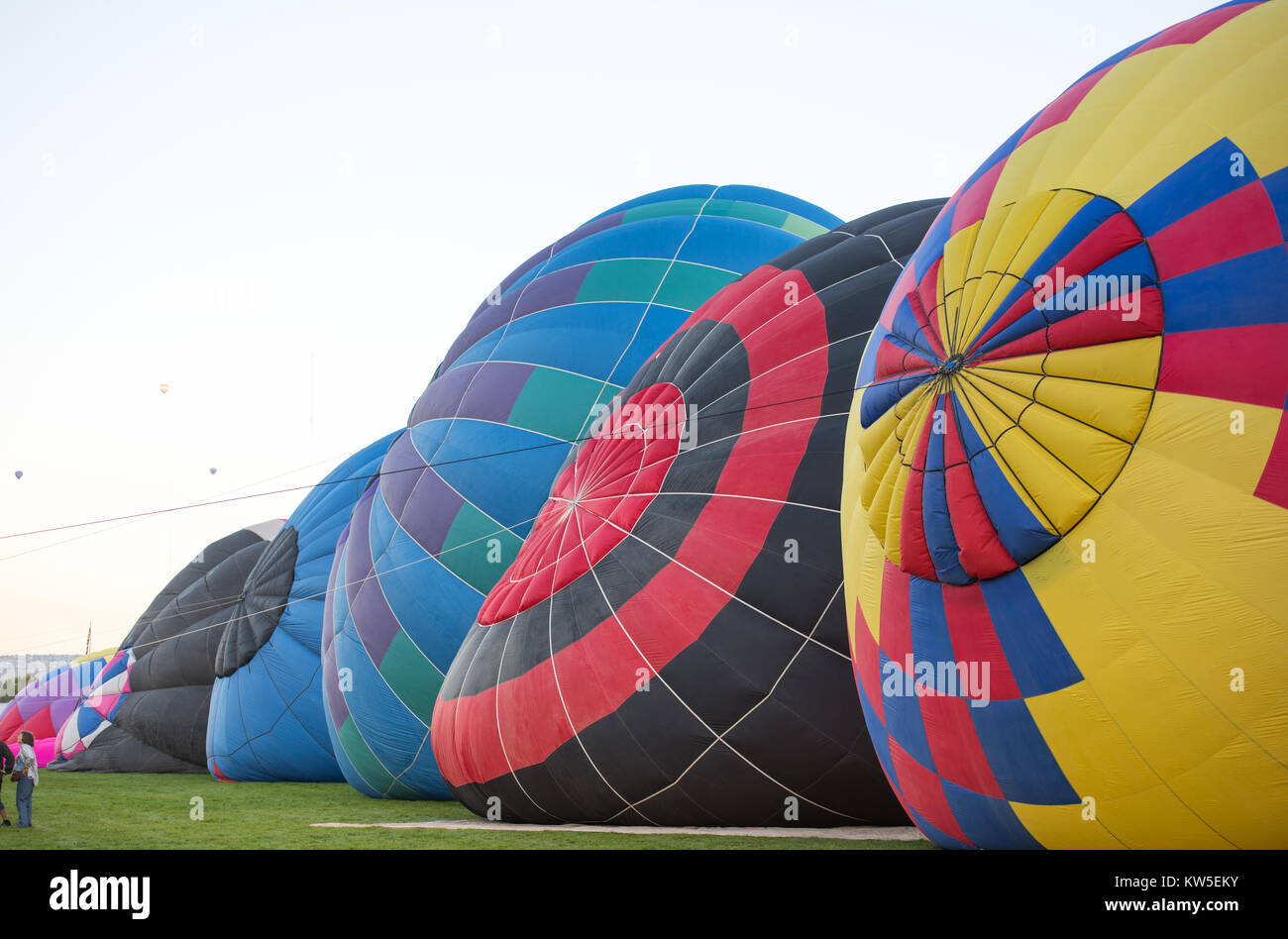 Colorful Hot Air Balloons Taking of at Festival Stock Photo - Alamy