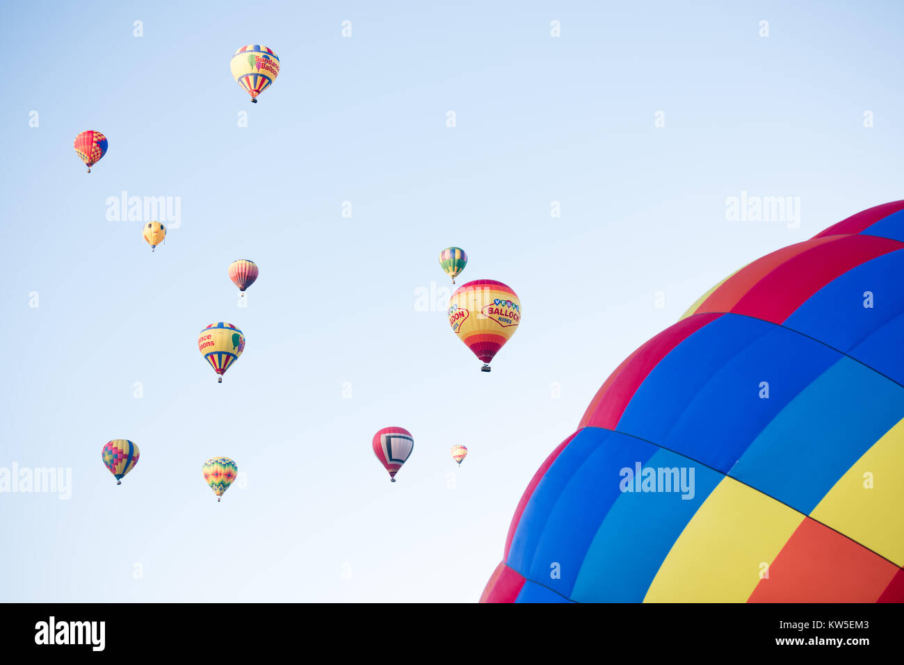 Colorful Hot Air Balloons Taking of at Festival Stock Photo - Alamy