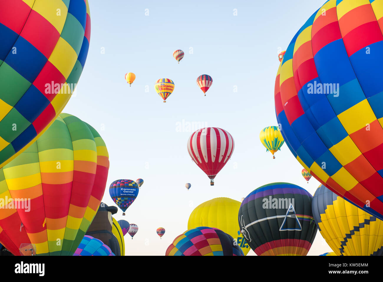 Colorful Hot Air Balloons Taking of at Festival Stock Photo - Alamy