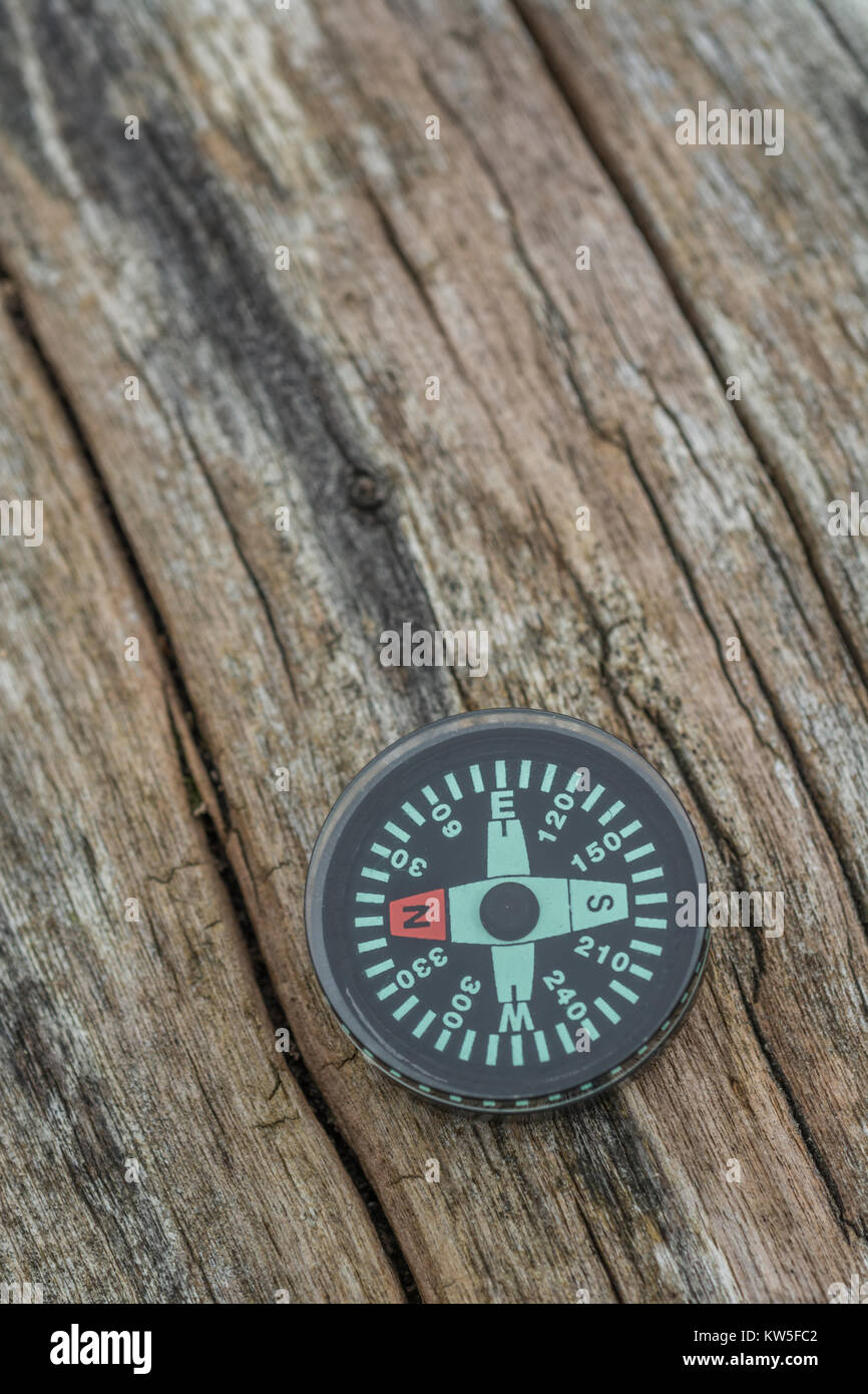 Button compass metaphor for business 'direction', navigation, moral