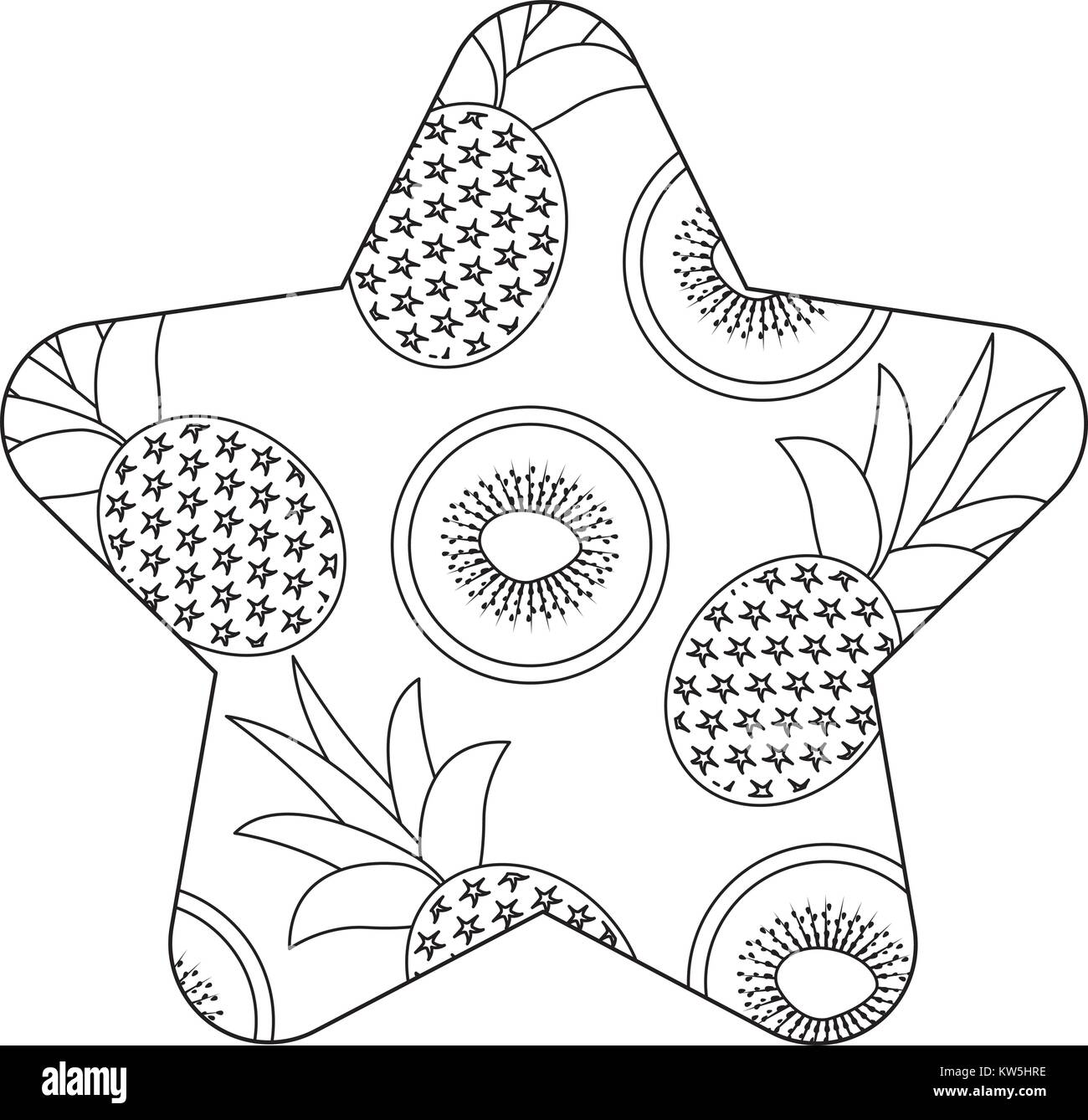 seamless pattern fruit pineapple and kiwi fresh vector illustration ...