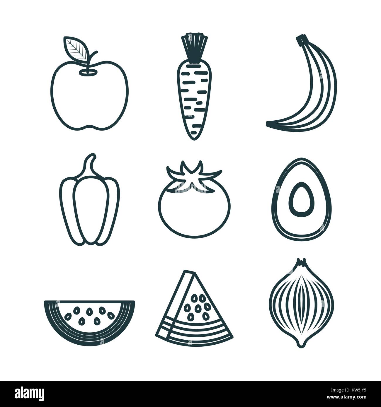 healthy food set icons Stock Vector Image & Art - Alamy