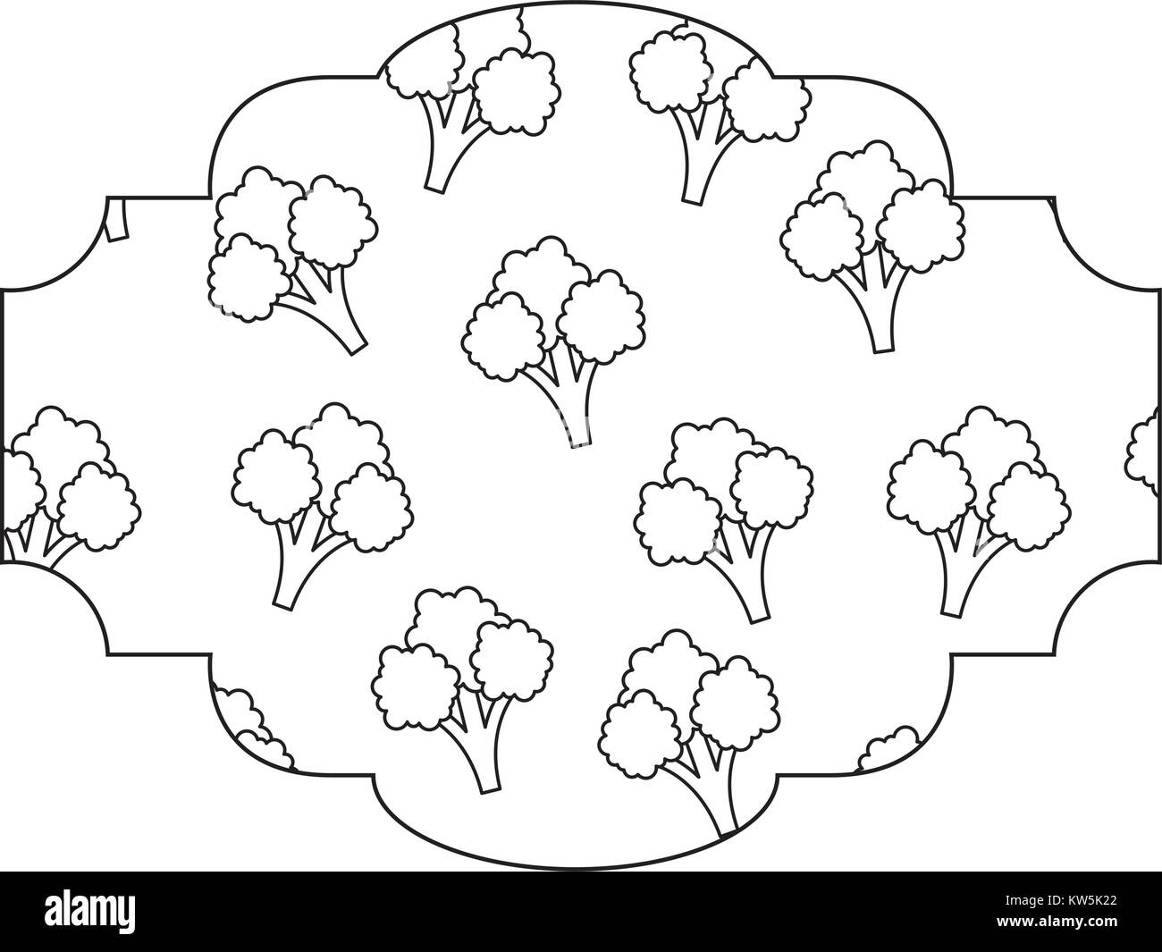 Border design fresh vegetables illustration Black and White Stock ...