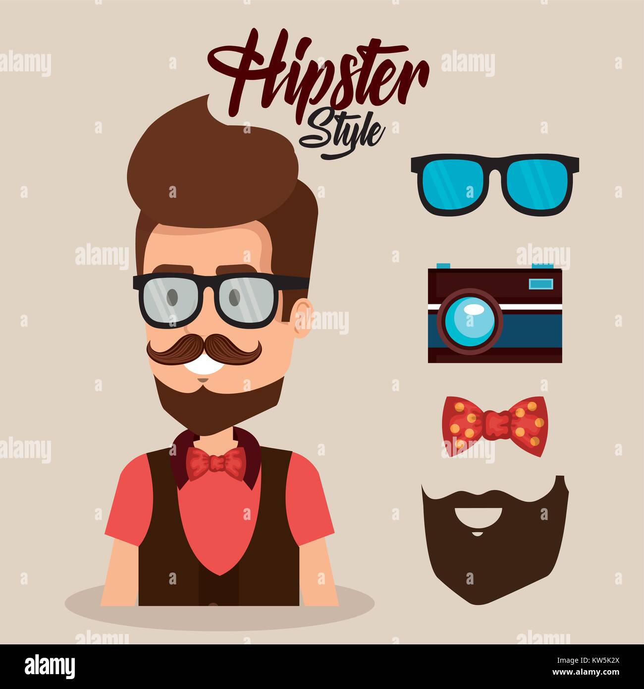 hipster style avatar with accessories Stock Vector Image & Art - Alamy