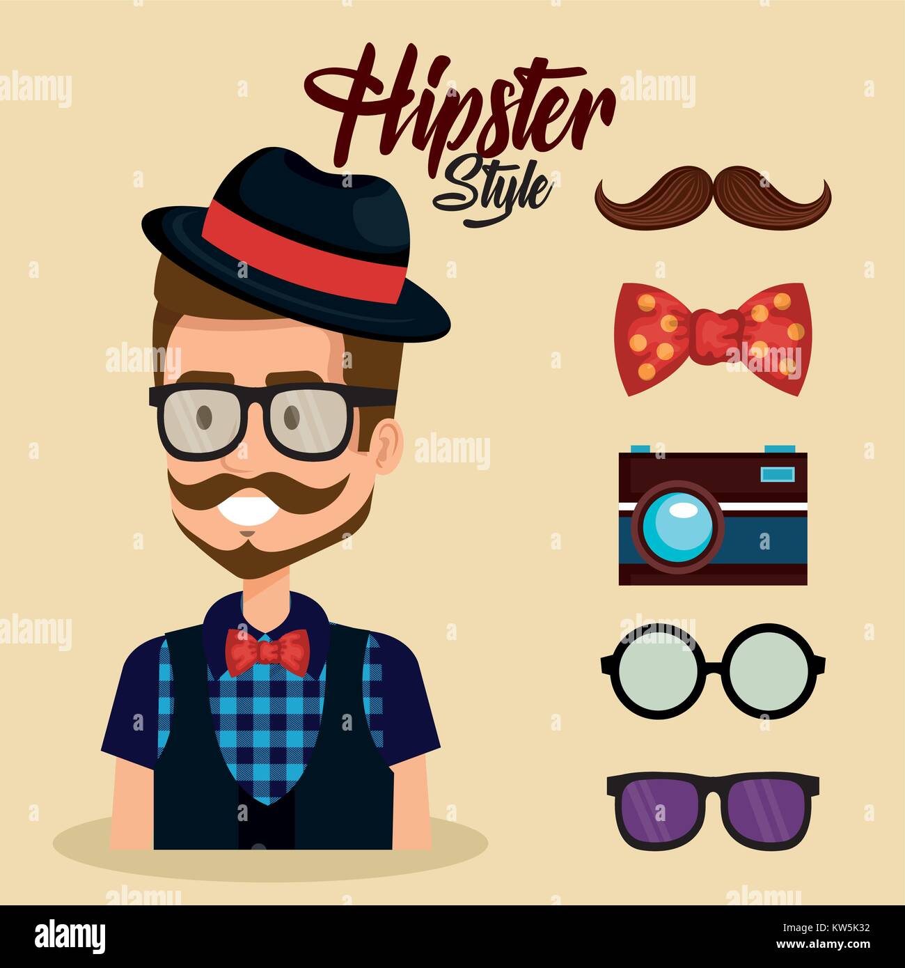 hipster style avatar with accessories Stock Vector Image & Art - Alamy