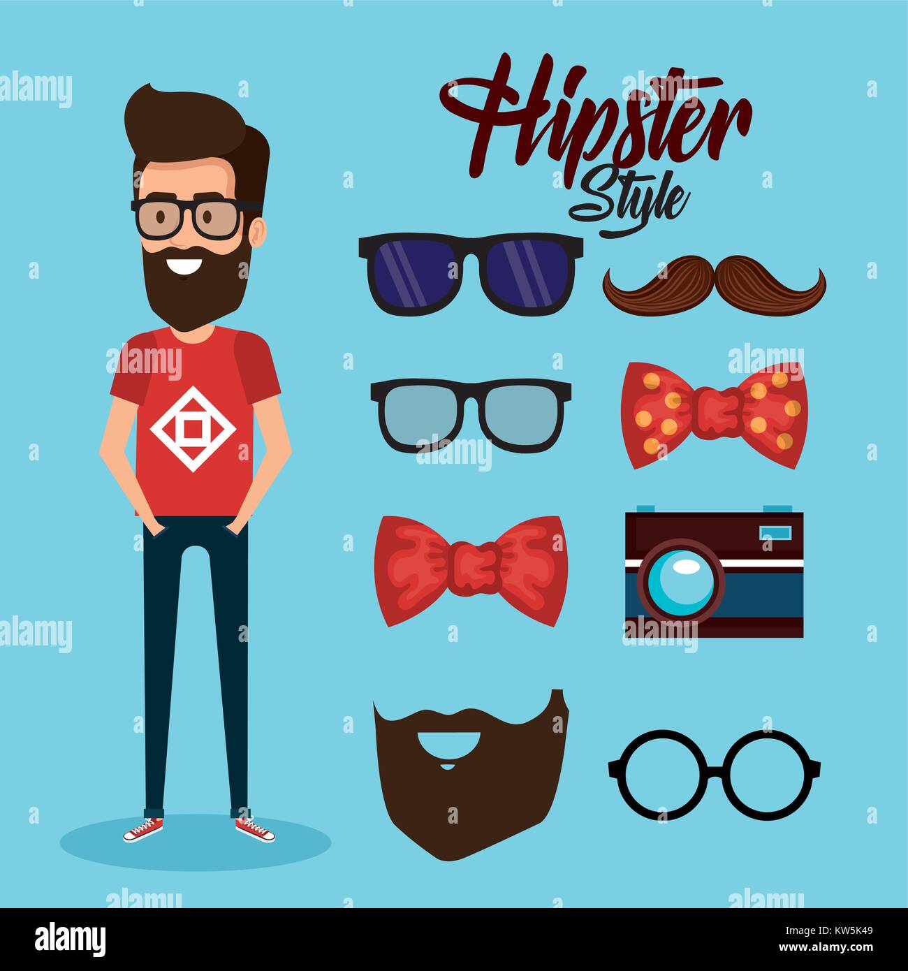 hipster style avatar with accessories Stock Vector Image & Art - Alamy