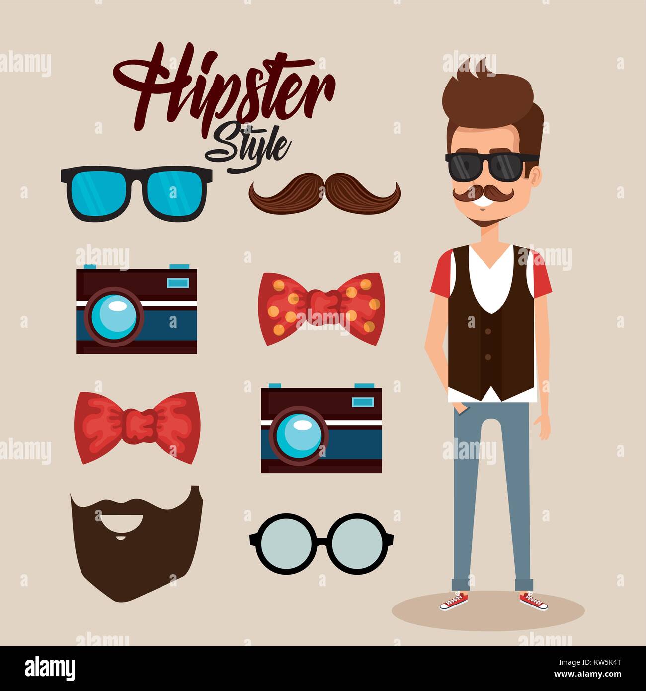 hipster style avatar with accessories Stock Vector Image & Art - Alamy