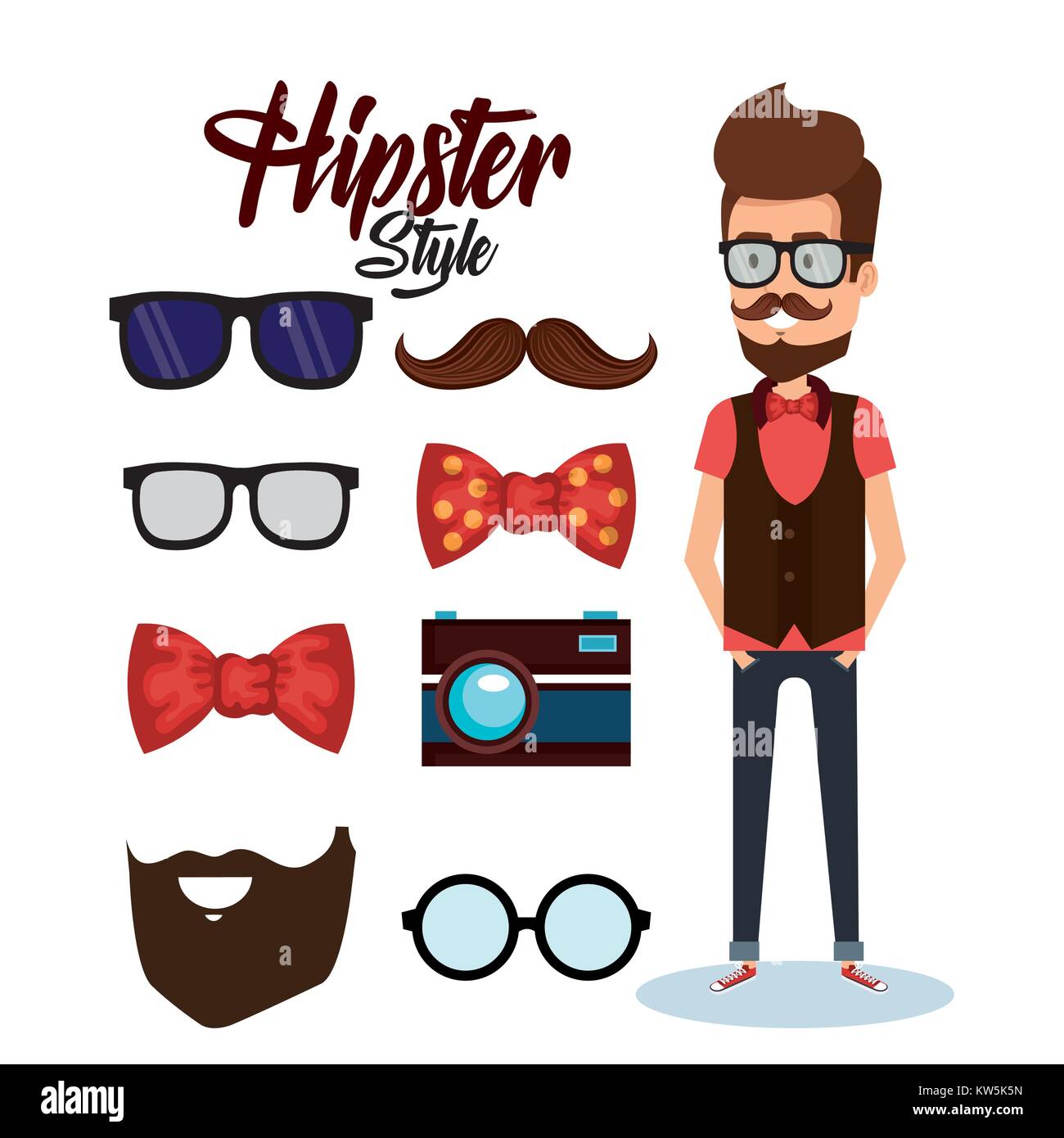 hipster style avatar with accessories Stock Vector Image & Art - Alamy