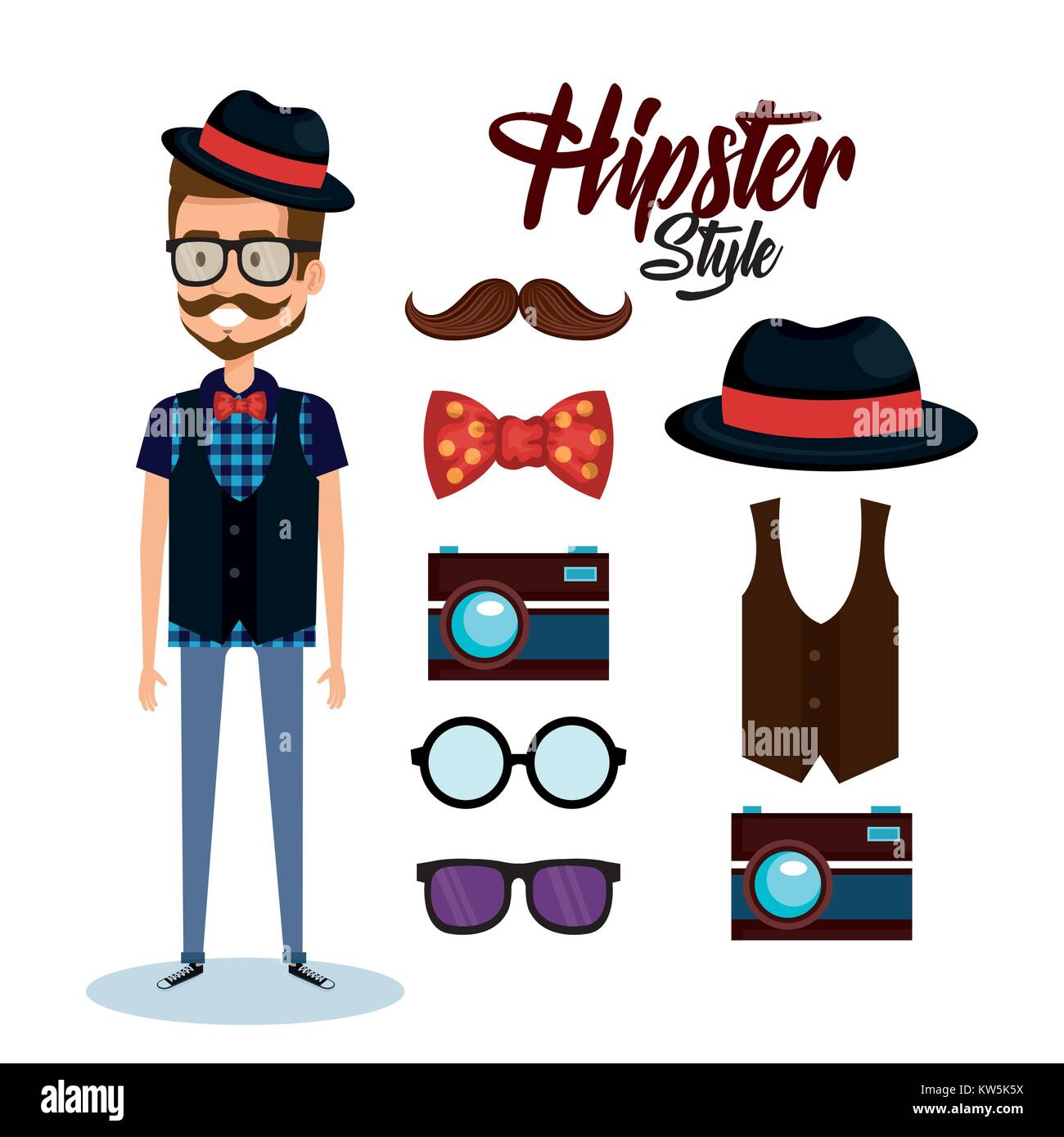 hipster style avatar with accessories Stock Vector Image & Art - Alamy
