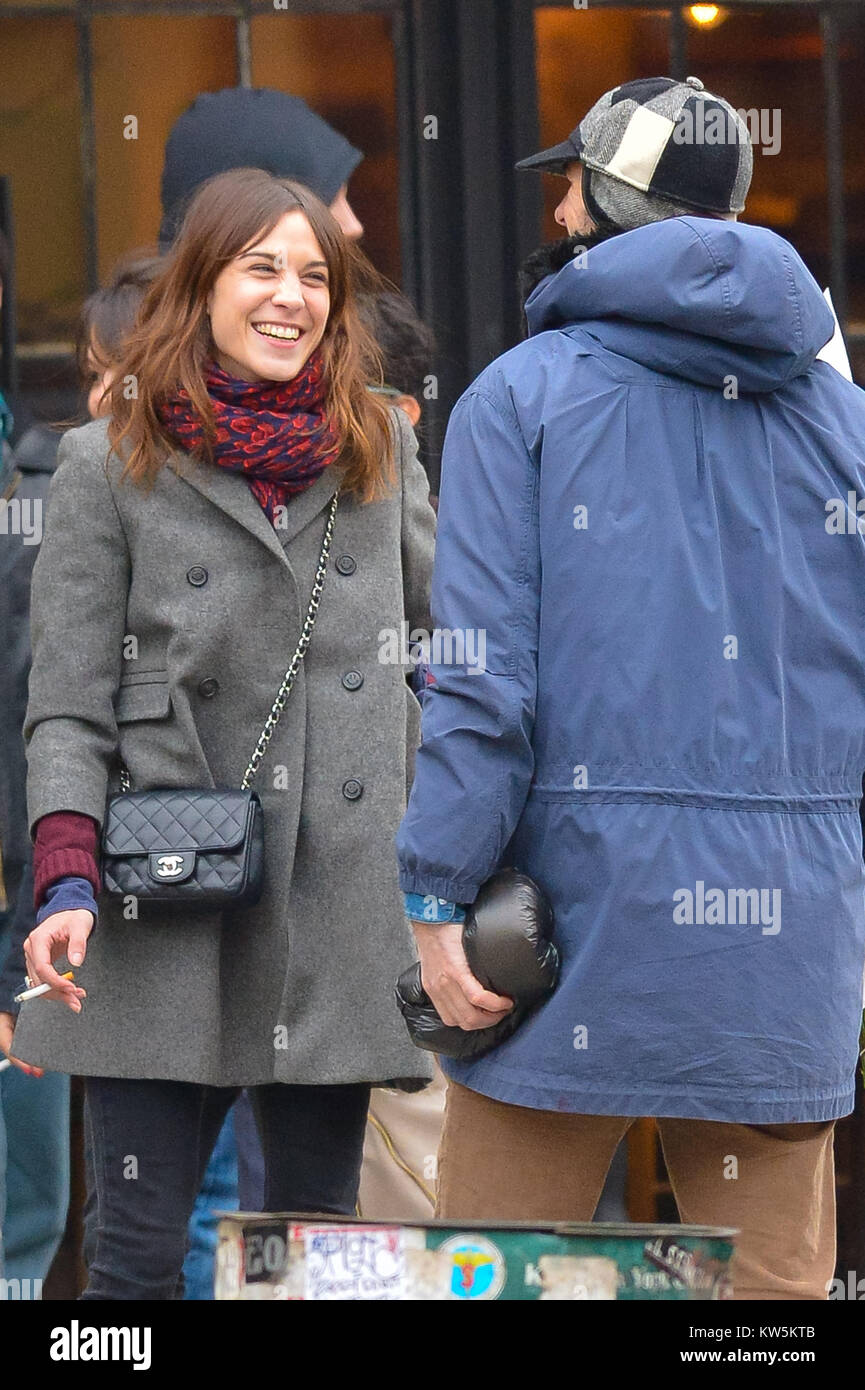 NEW YORK, NY - MARCH 17: Alexa Chung laughs with a friend in Manhattan's  East Village. Alexa Chung (born 5 November 1983) is an English television  presenter, model and contributing editor at