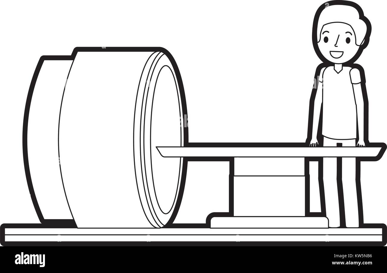 tomography scanner machine with medical professional vector illustration Stock Vector Image