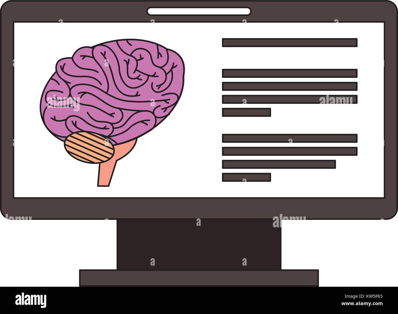 monitor computer with brain vector illustration design Stock Vector