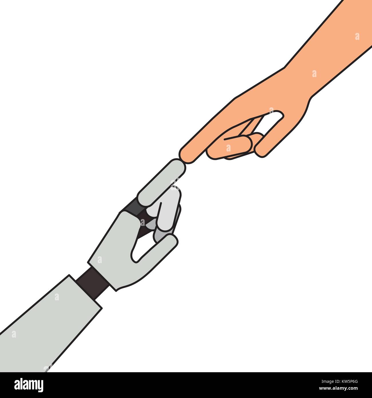 Robot and human hand touching Stock Vector Images - Alamy