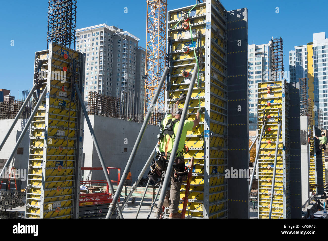 Construction site in Belltown, Seattle, Washington, USA Stock Photo
