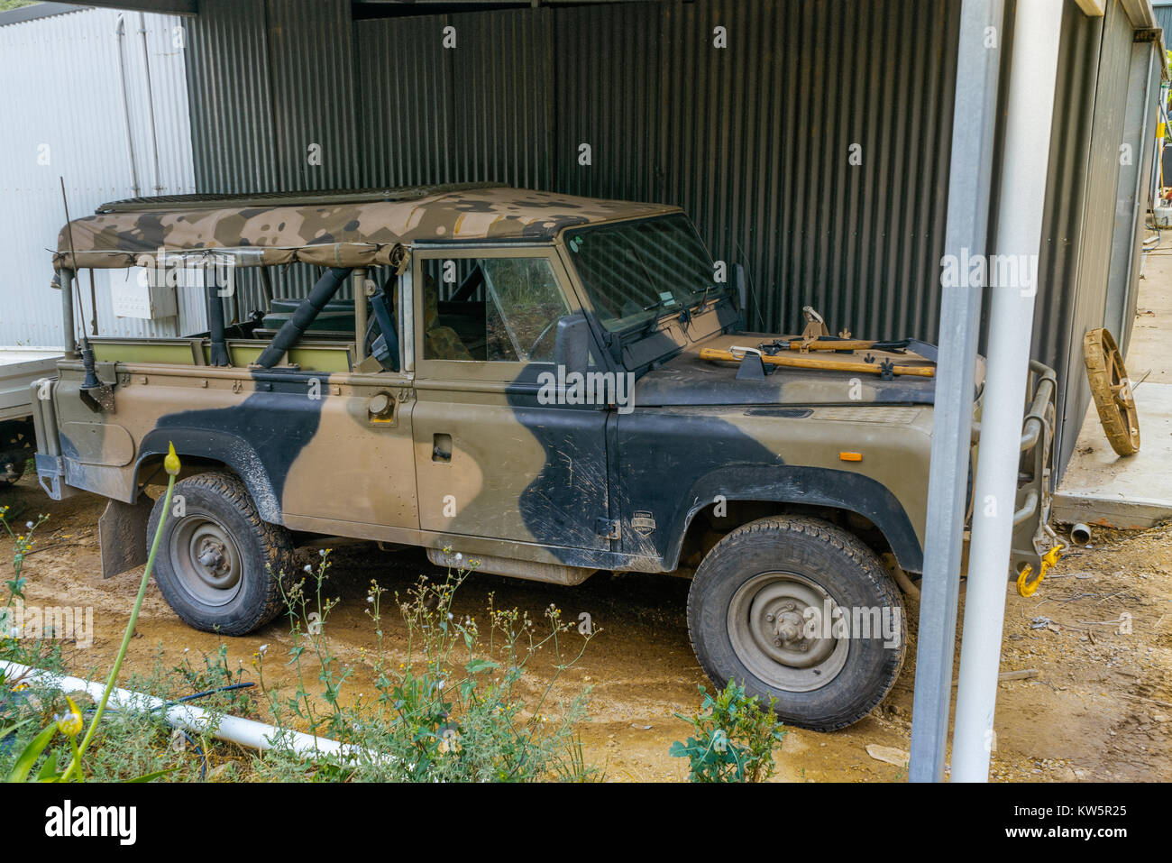 Land Rover Military 110 Defender, South Australia,Australia Stock Photo