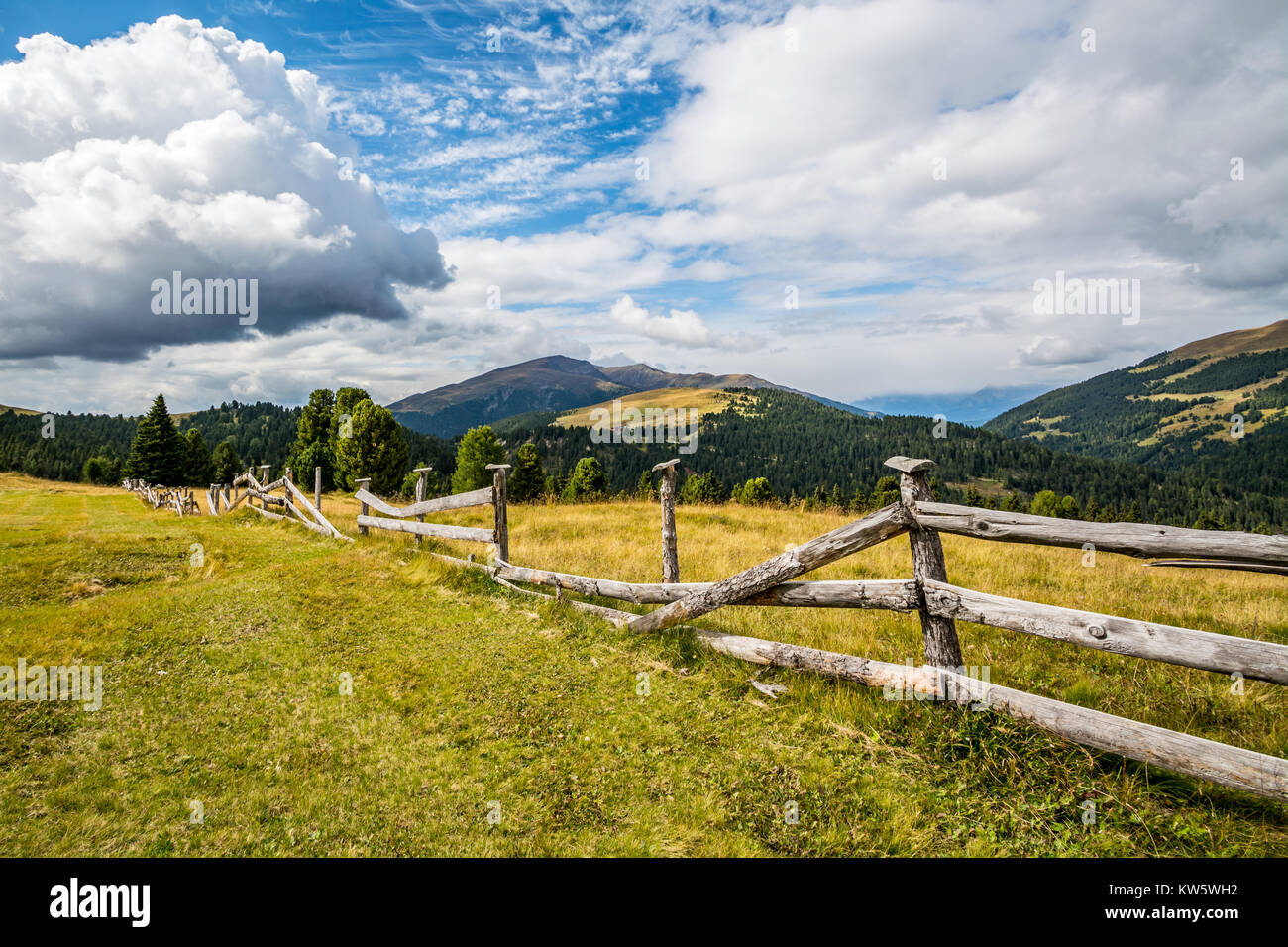 Sasso Putia ( Putia Mountain), Fence-line, Italy Dolomites, Scenic Landscape Stock Photo
