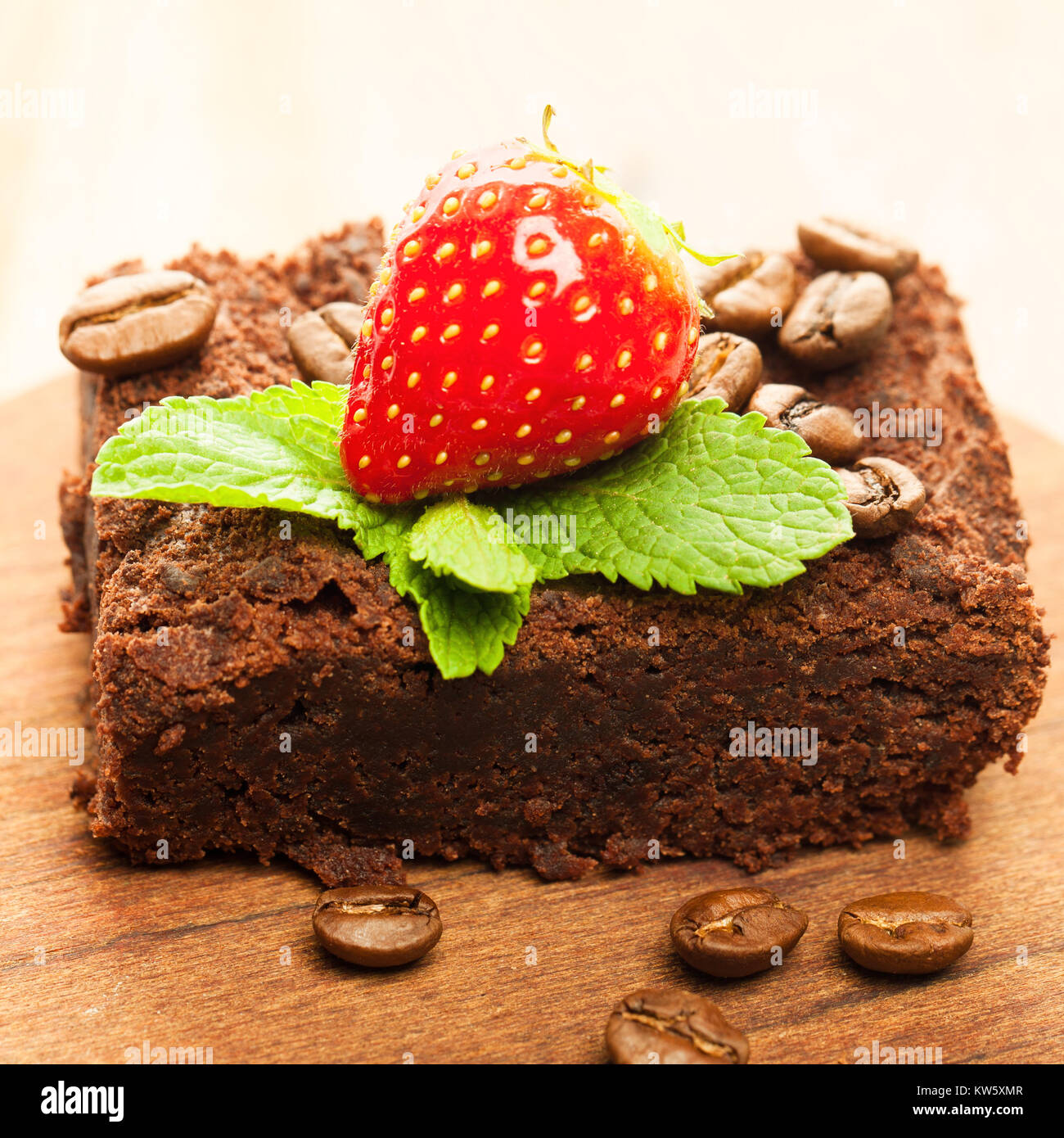 Brownie cake with coffee beans Stock Photo Alamy