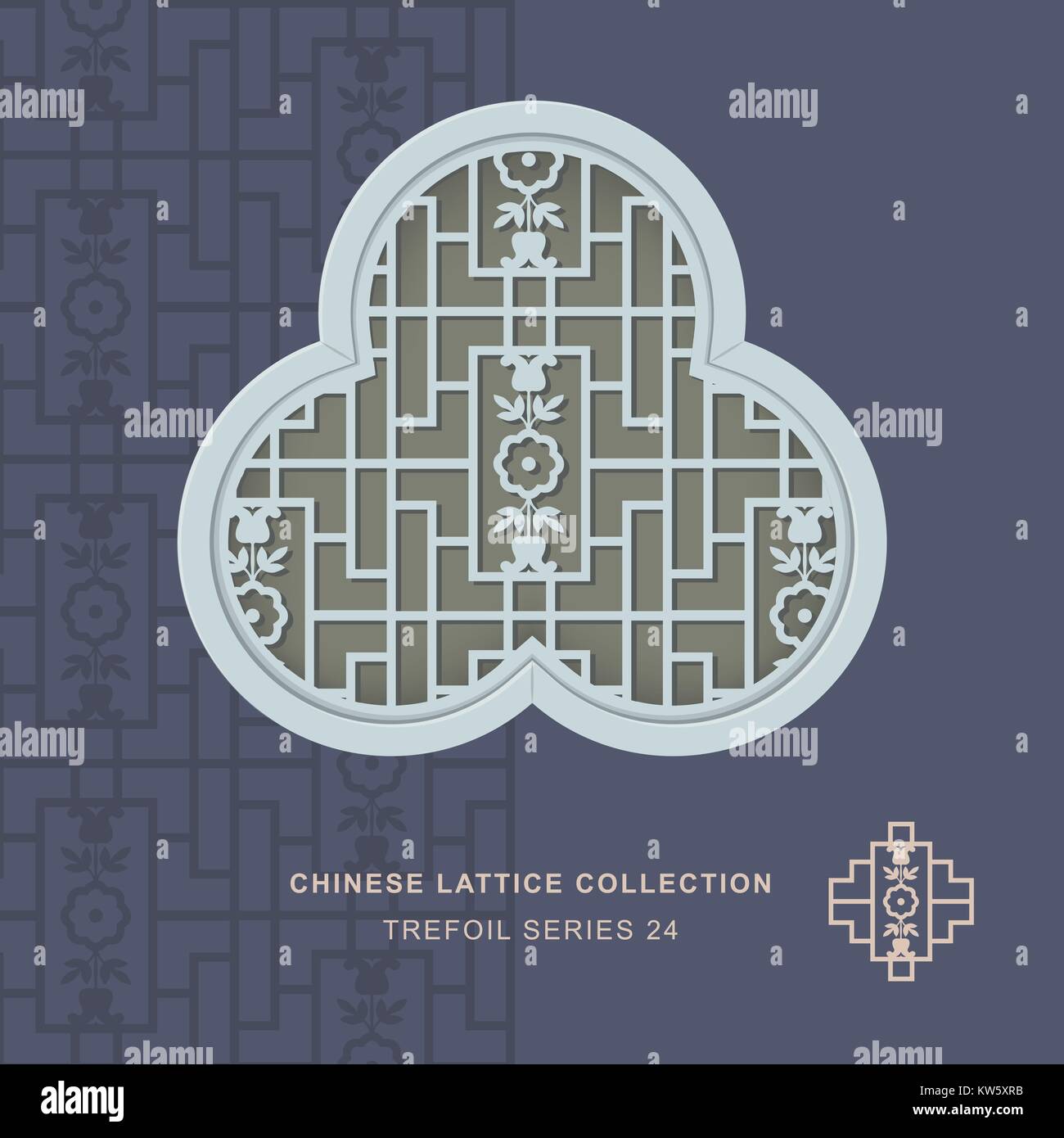 Chinese Window Pattern Flower Chinese window tracery trefoil frame of flower pattern Stock Vector ...