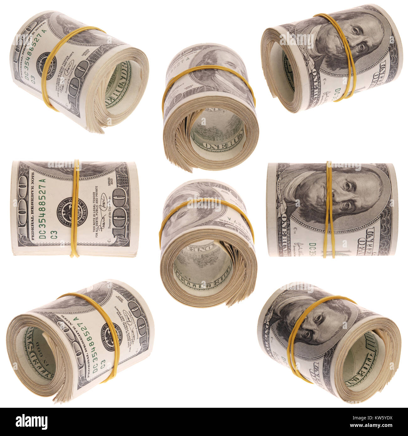 Money roll, roll of bills, roll of dollar bills Stock Photo - Alamy