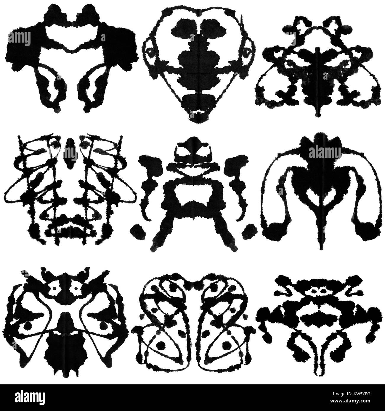 Nine ink blot for psychiatric evaluations Stock Photo Alamy