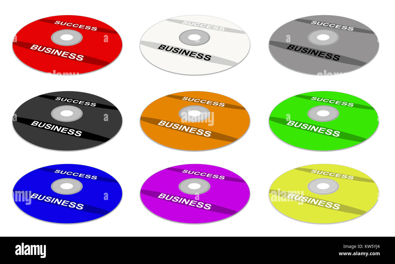 Many Colorful DVD's. Concept successful Business.  Isolated on white. Stock Photo