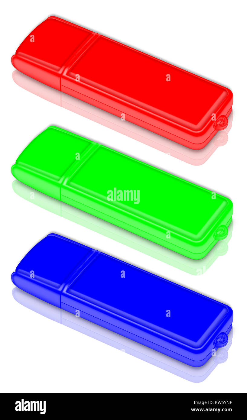 RGB USB flash drive on white background Stock Photo - Alamy