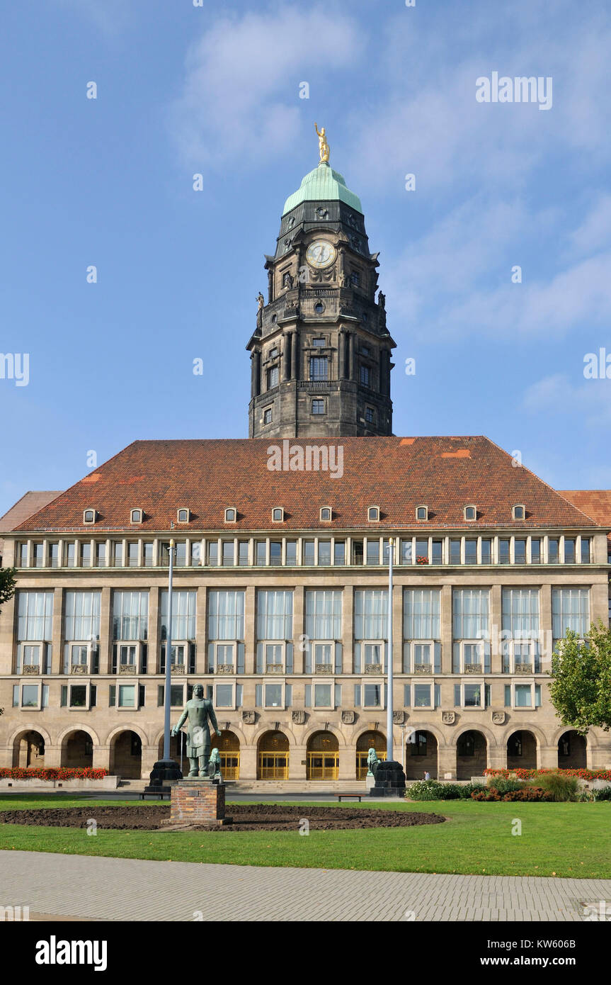 Dresden city hall, Dresden Rathaus Stock Photo