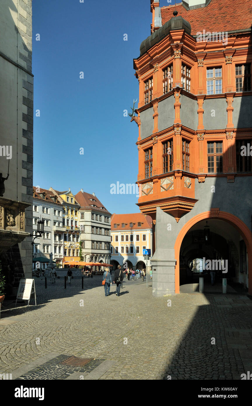 Nice court and untermarket, Goerlitzer Old Town, Schoenhof und Untermarkt, Goerlitzer Altstadt Stock Photo