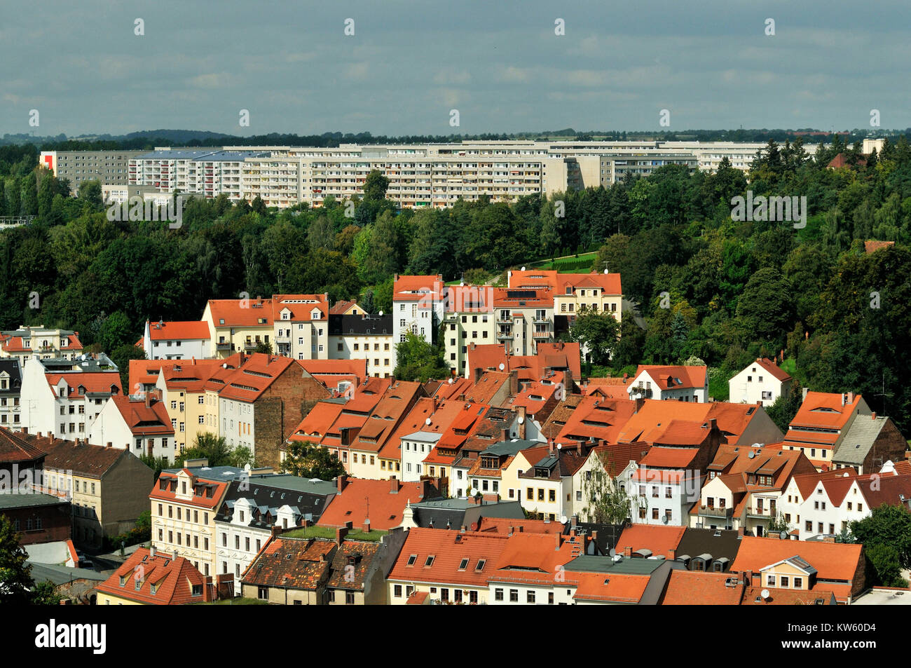 Old Town quarter and new building area to king's hoofs, town view of the city hall tower G?rlitz, G?rlitz Old Town, Altstadtviertel und Neubaugebiet K Stock Photo